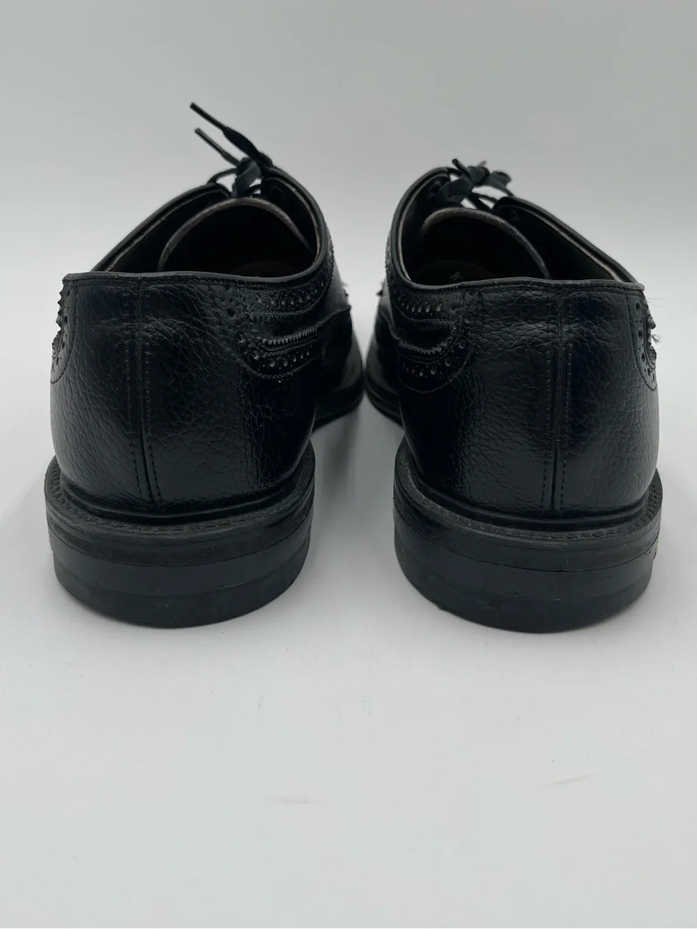VTG Hanover Mens Longwing Wingtip Brogue Derby Oxford Dress Shoes Size 8.5 Black